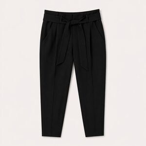 Ann Taylor LOFT Julie Belted Trousers Women Size 2 Black High Waist Work Pants